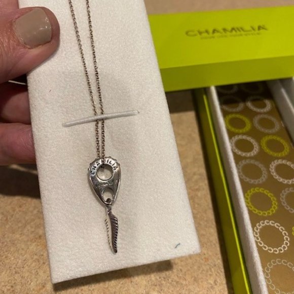 CHAMILIA FEATHER Black Stones Charm Necklace NIB - Picture 3 of 6